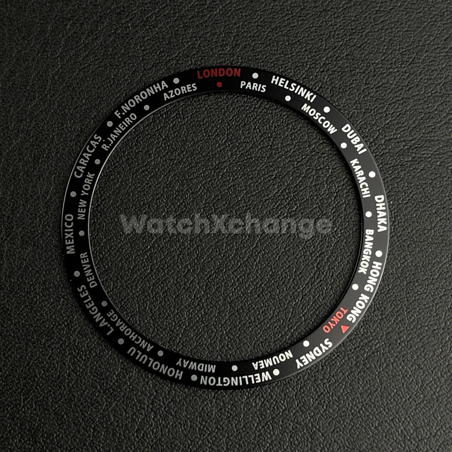 Black Time Zone GMT 38mm Flat Bezel Insert For Divers Watch Seiko Mod SKX SRPD
