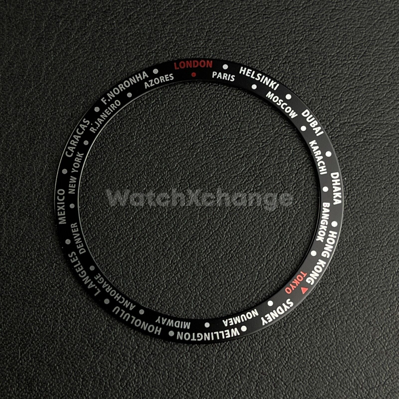 Black Time Zone GMT 38mm Flat Bezel Insert For Divers Watch Seiko Mod SKX SRPD