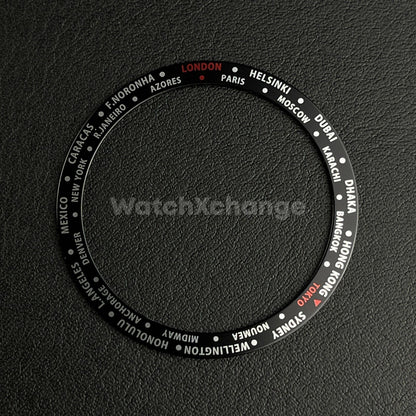 Black Time Zone GMT 38mm Flat Bezel Insert For Divers Watch Seiko Mod SKX SRPD