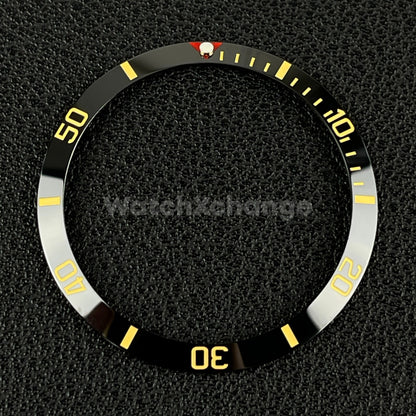 34mm Black & Yellow Ceramic SUB Bezel Insert For Seiko Rolex Tudor Divers Watch