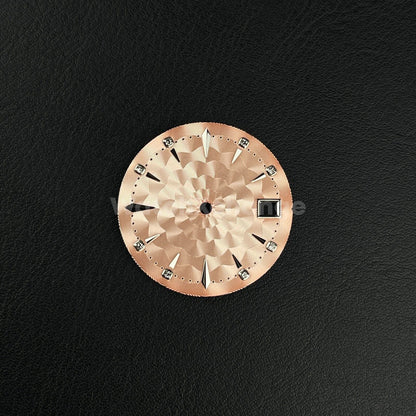 29mm Rose Gold Watch Dial Face Radial Pattern Diamond Scale for NH35/36 Movement