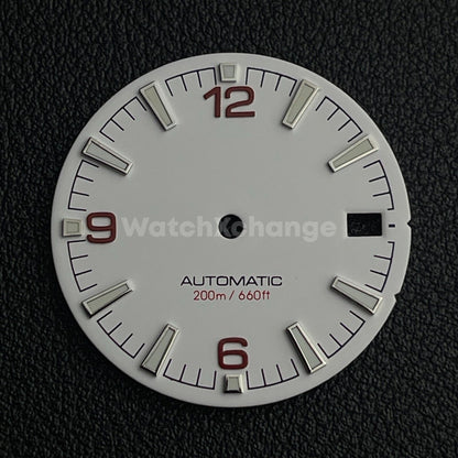 28.5mm White & Red Watch Dial Face for NH34 NH35 Movements