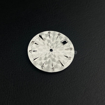 29mm Silver Watch Dial Face Radial Pattern Diamond Scale for NH35/36 Movements