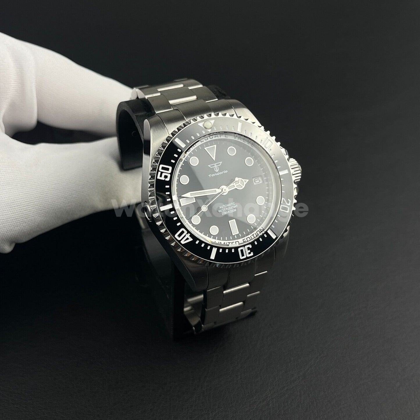 Luxury 100M Black Diving Sea Mens Watch NH35A Automatic Movement Sapphire Steel