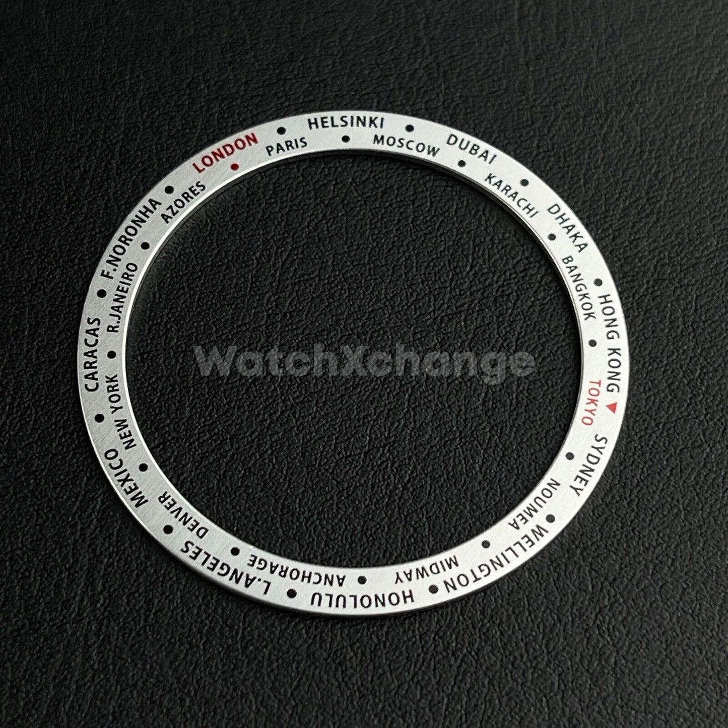 Silver Time Zone GMT 38mm Flat Bezel Insert For Divers Watch Seiko Mod SKX SRPD