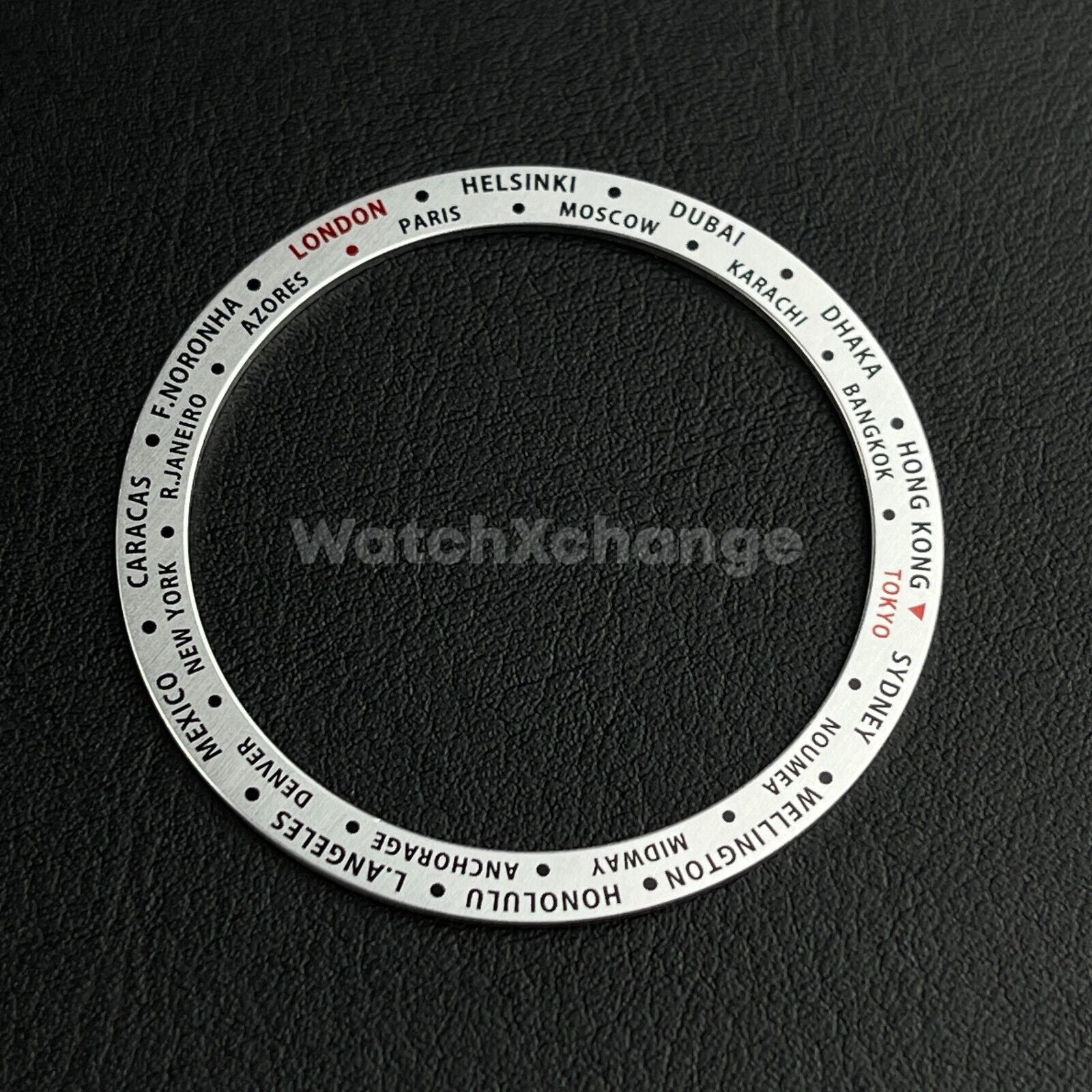 Silver Time Zone GMT 38mm Flat Bezel Insert For Divers Watch Seiko Mod SKX SRPD