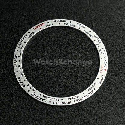 Silver Time Zone GMT 38mm Flat Bezel Insert For Divers Watch Seiko Mod SKX SRPD