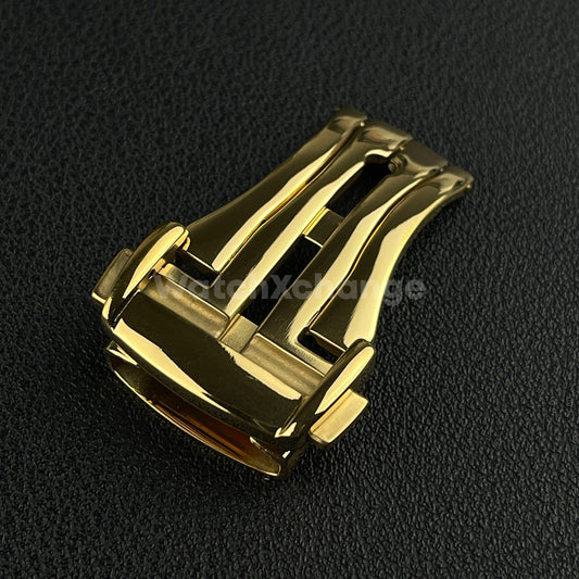 Gold Steel Deployment Watch Folding Buckle Clasp For Omega 18 20 mm