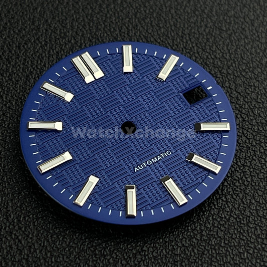 28.5mm Blue Grid Dots Pattern Texture Watch Dial for SEIKO NH35 NH36 Movement