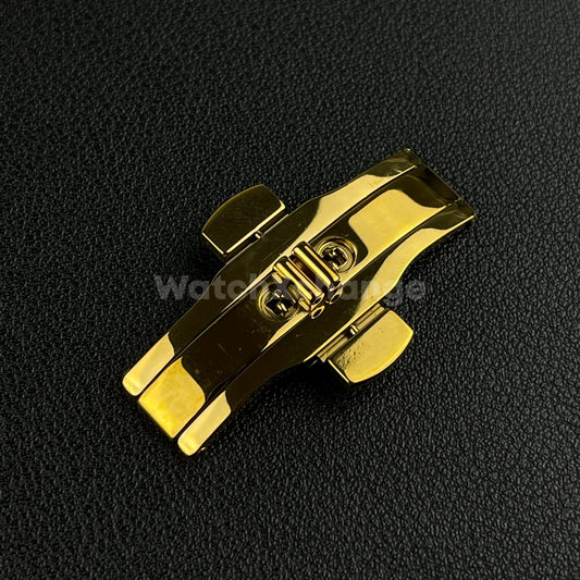 Gold Double Push Button Butterfly Clasp Buckle For Watch Band Strap