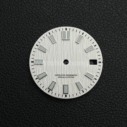 28.5mm White Watch Dial NH35 NH36 4R35 Movement Water Ripple Texture