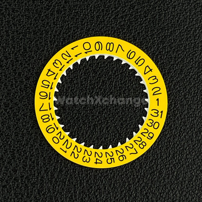 Yellow & Black Date Disk Wheel for NH36 NH35 Movement Date@3 Crown Position