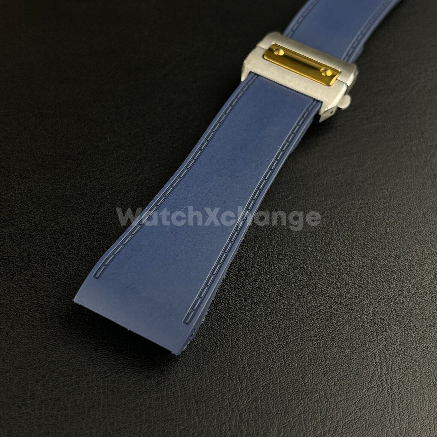 Blue Silicone Rubber Diver Strap Band for Cartier Santos 100 XL Large 23mm 25mm