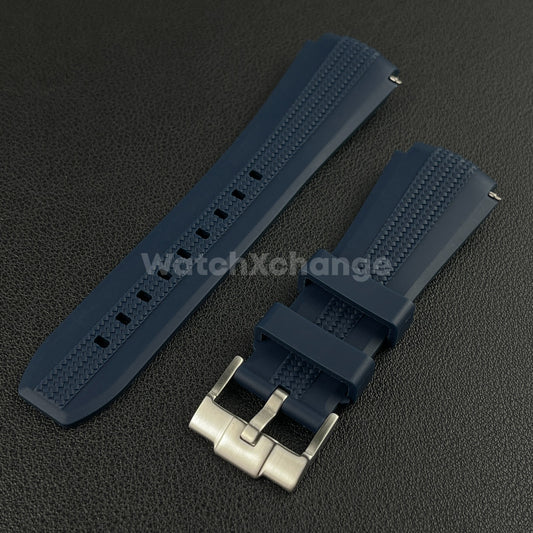 Navy Blue 20mm Silicone Rubber Curved End Watch Strap Band For Omega Rolex