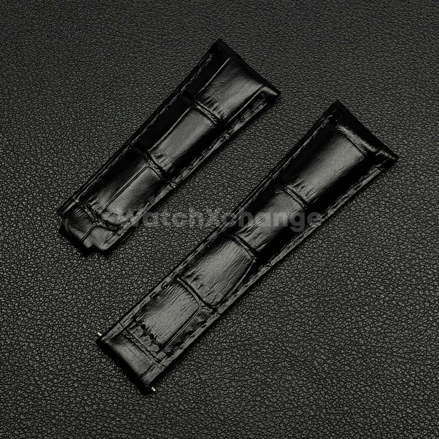 Black Genuine Leather Strap Band Strap For Rolex Watch Universal 20mm
