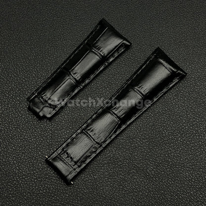 Black Genuine Leather Strap Band Strap For Rolex Watch Universal 20mm