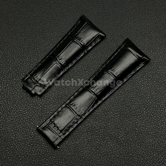 Black Genuine Leather Strap Band Strap For Rolex Watch Universal 20mm