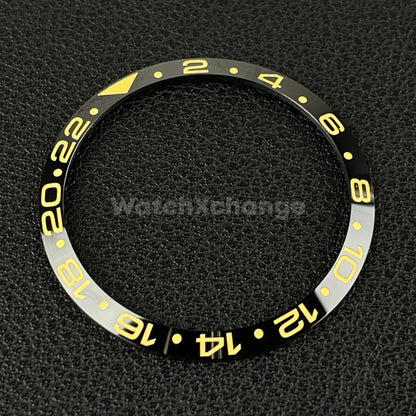 34mm Black & Yellow Ceramic GMT Bezel Insert For Seiko Rolex Tudor Divers Watch
