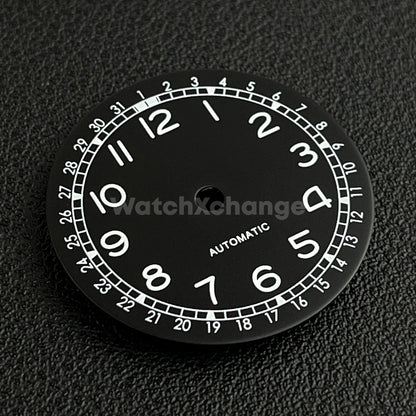 28.5mm Black Pilot Field Watch Dial Replacement for NH35 Watch Movement Parts