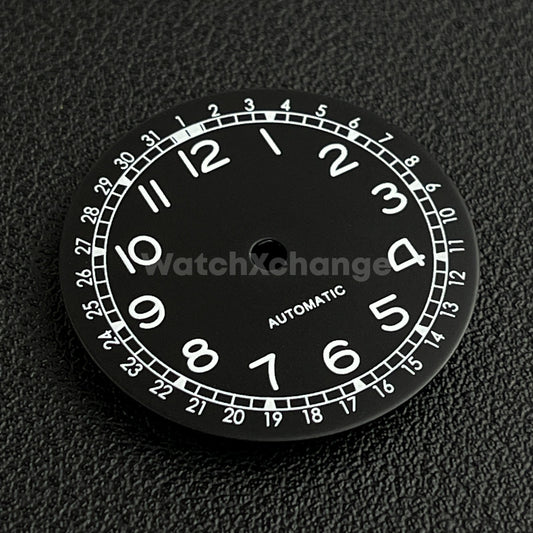 28.5mm Black Pilot Field Watch Dial Replacement for NH35 Watch Movement Parts