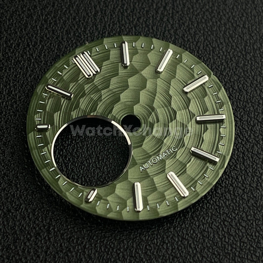 28.5mm Olive Green Honeycomb Texture Watch Dial Face For Seiko NH38 Movement