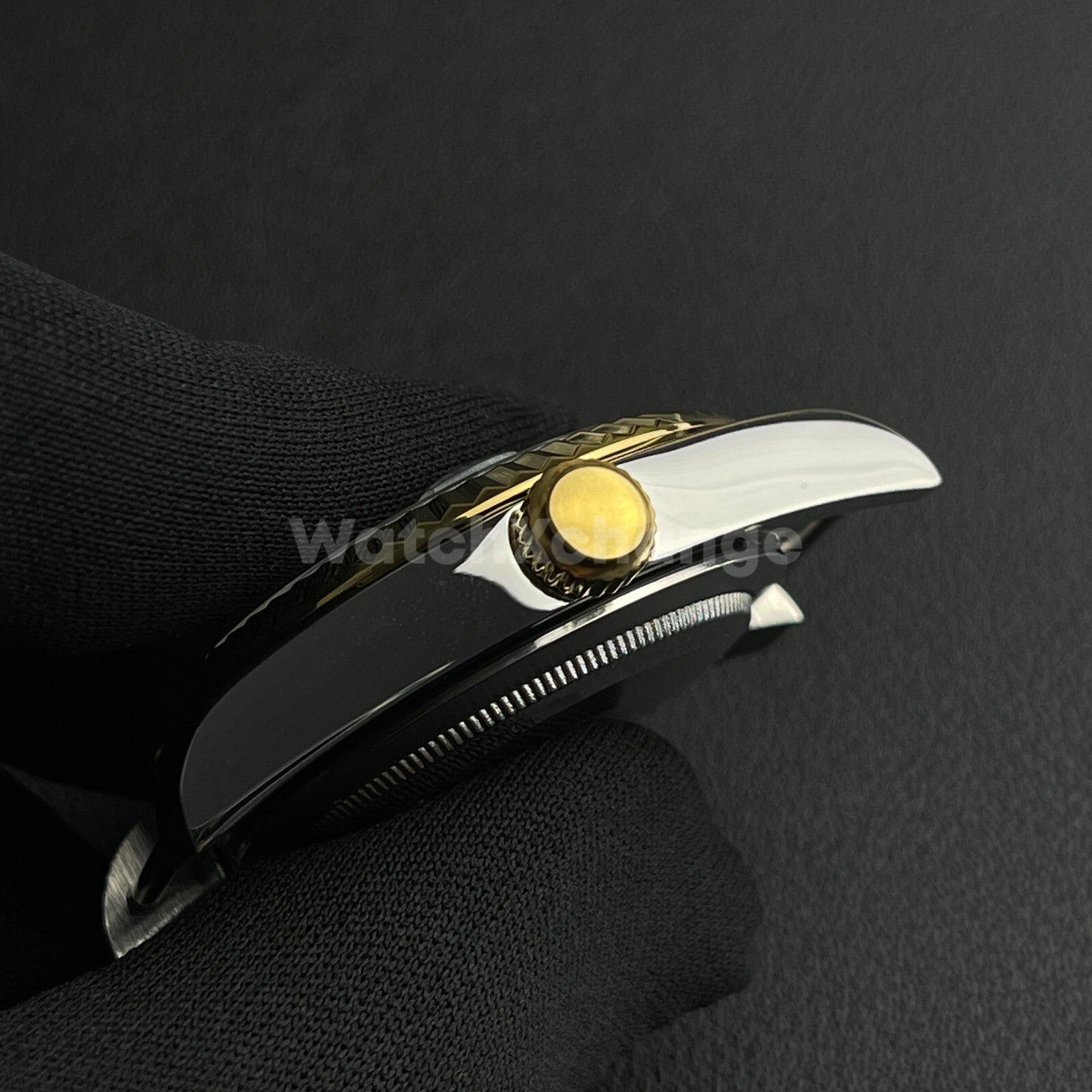 39mm Silver & Gold Watch Case Fluted Modified Sapphire for NH35/NH36 Movement