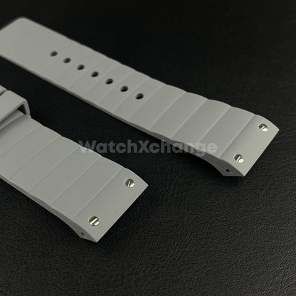 Grey Silicone Rubber Watch Strap For Cartier Santos 100 Curved Ends 23mm