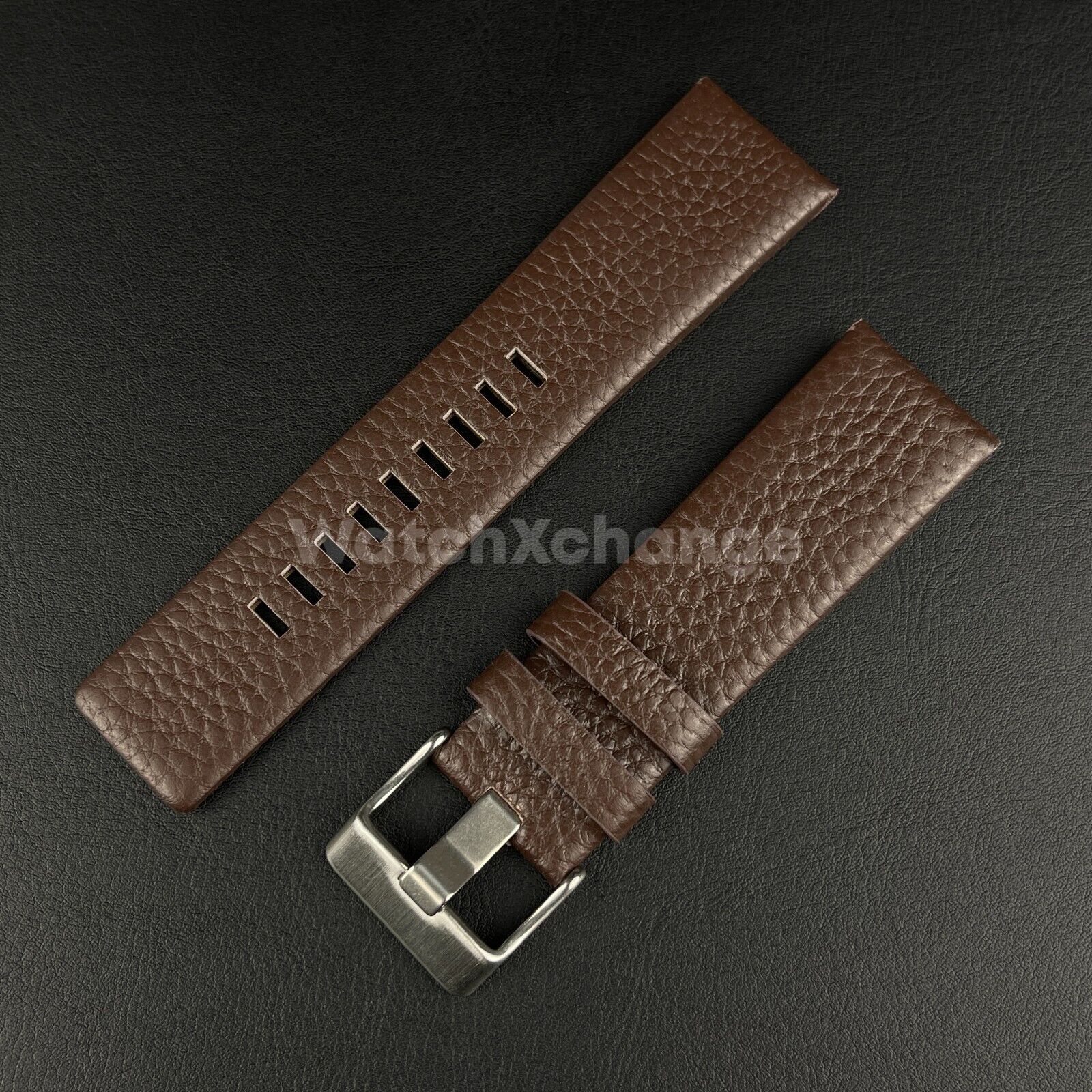 Brown Genuine Leather Strap Diesel DZ Series Steel Studded Riveted 22mm - 30mm