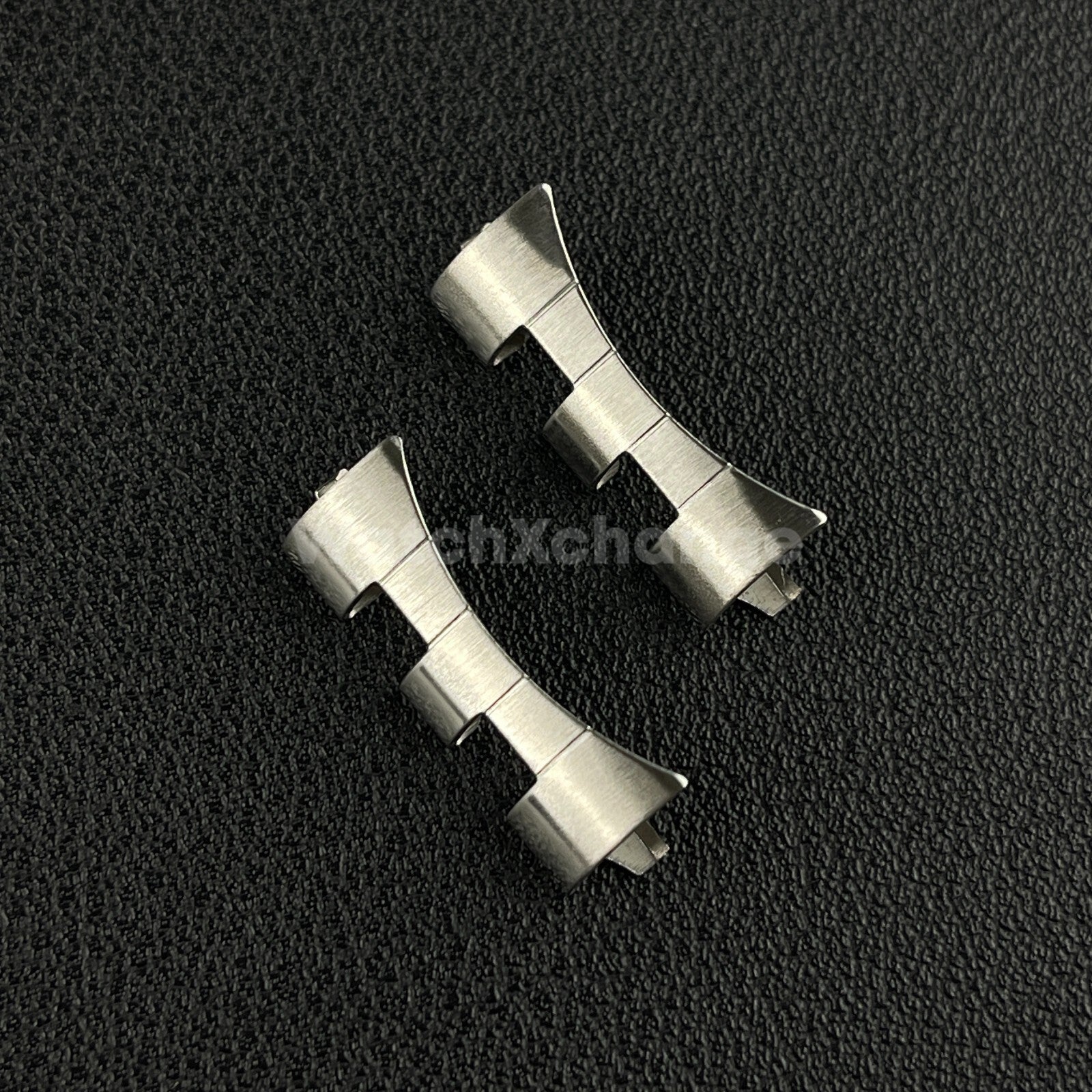 2 Piece Silver Curved End Links For Seiko SK009 SK007 Wristwatch Band Strap