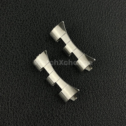 2 Piece Silver Curved End Links For Seiko SK009 SK007 Wristwatch Band Strap