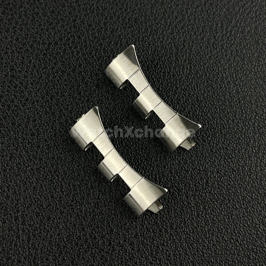 2 Piece Silver Curved End Links For Seiko SK009 SK007 Wristwatch Band Strap
