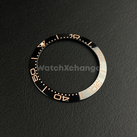 Black and Rose Gold Ceramic bezel insert 38mm Rolex Seiko SKX SRPD Omega