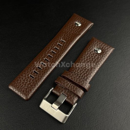 Brown Genuine Leather Strap Diesel DZ Series Steel Studded Riveted 22mm - 34mm