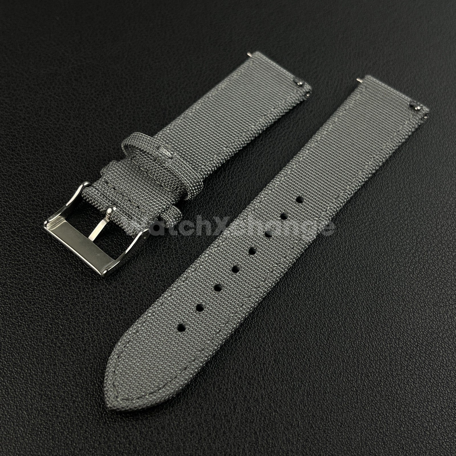 Grey Watch Strap Band Nylon Canvas Sailcloth Quick Release 20mm 22mm 24mm