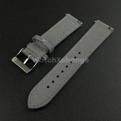 Grey Watch Strap Band Nylon Canvas Sailcloth Quick Release 20mm 22mm 24mm