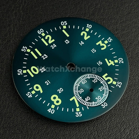 37mm Green Watch Dial Green Luminous DIY For ETA6498 ST3621 Movement Part