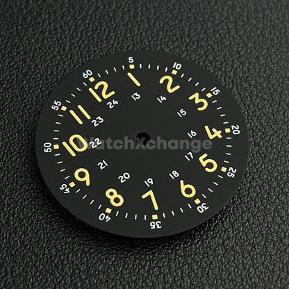 29mm Black Watch Dial w/Green Luminous Replacement for NH35 NH36 Movement Parts