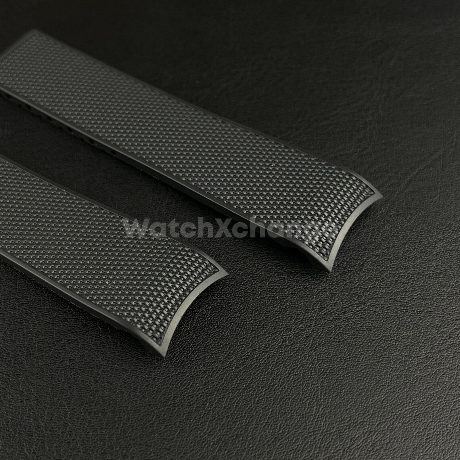 Black Rubber Watch Strap For Longines Hydroconquest Deployment Clasp 21mm