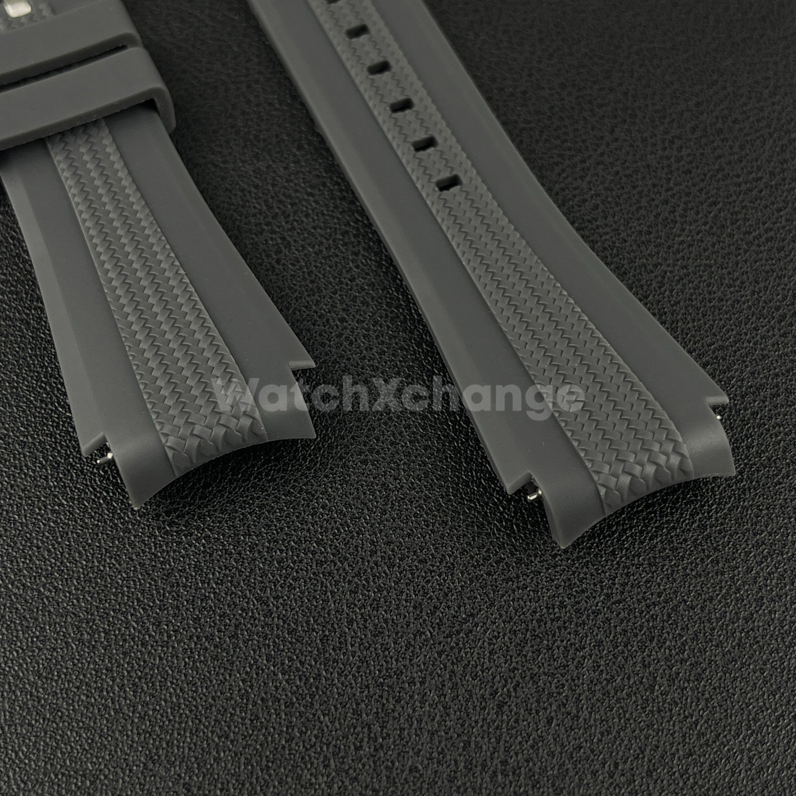 Dark Grey 20mm Silicone Rubber Curved End Watch Strap Band For Omega Rolex
