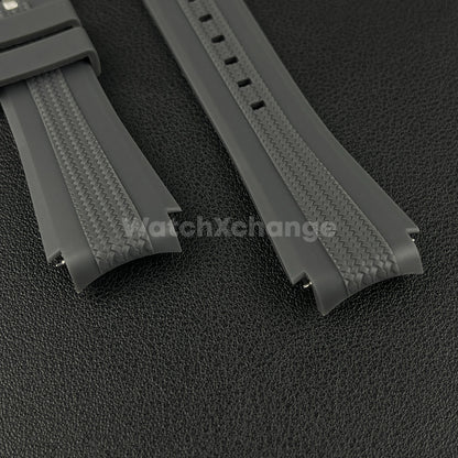 Dark Grey 20mm Silicone Rubber Curved End Watch Strap Band For Omega Rolex