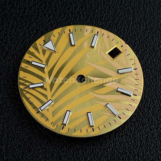28.5mm Gold Leaf Texture Watch Dial for SEIKO NH35 4R 7S Movement Parts