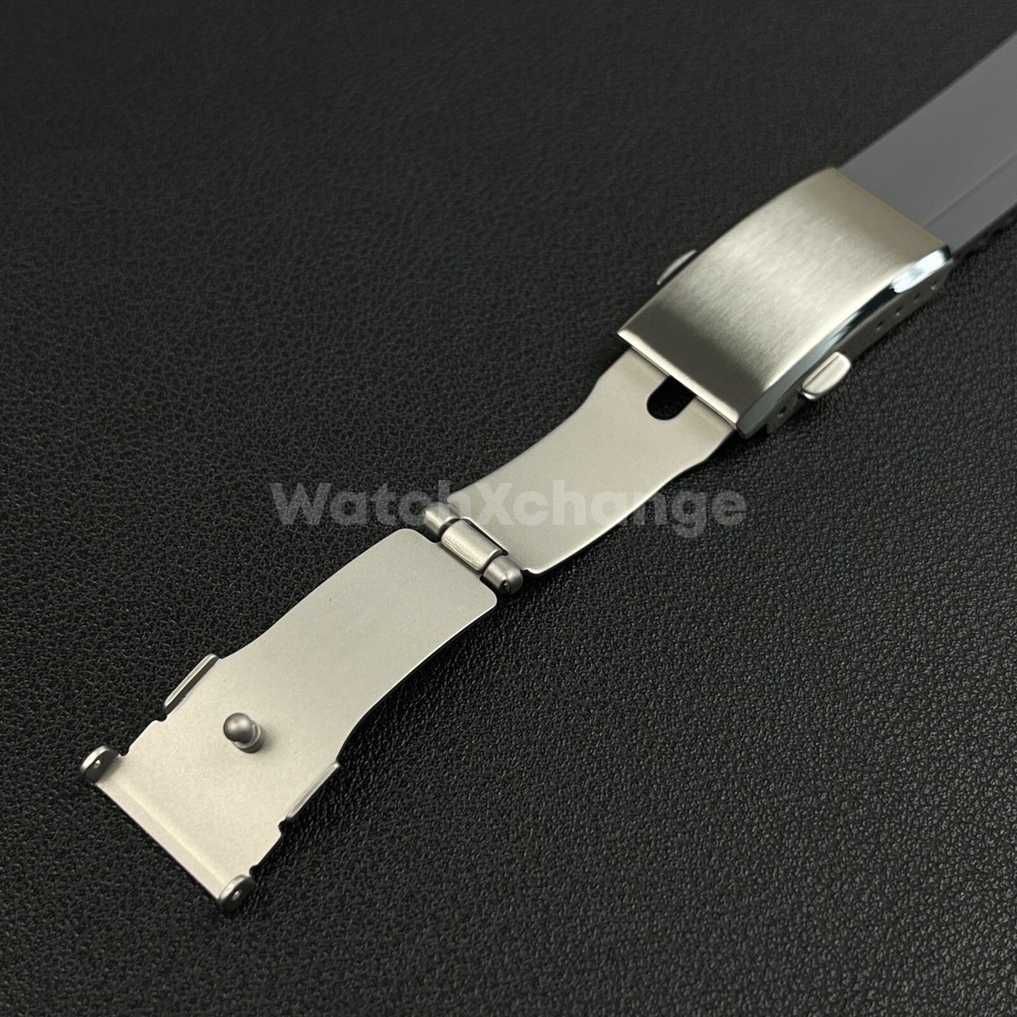 Grey Rubber Watch Strap Deployment Clasp Cut To Size Quick Release 20mm 22mm