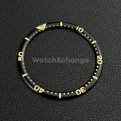 Black & Gold 38mm Flat Resin Bezel Insert For Divers Watch Seiko Mod SKX SRPD