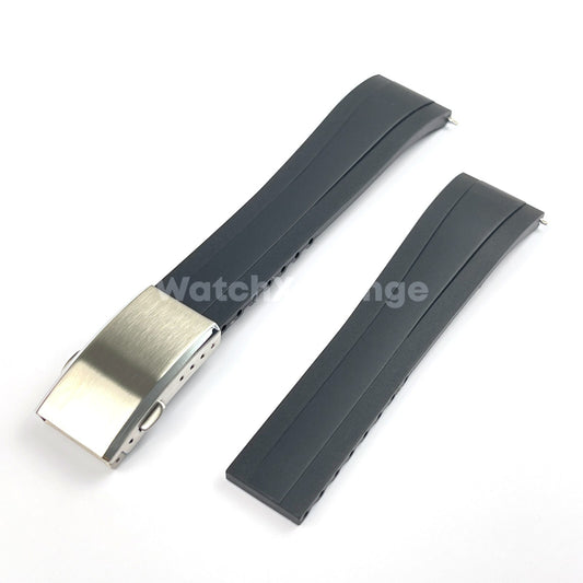 Black Rubber Watch Strap Deployment Clasp Cut To Size Quick Release 20mm 22mm