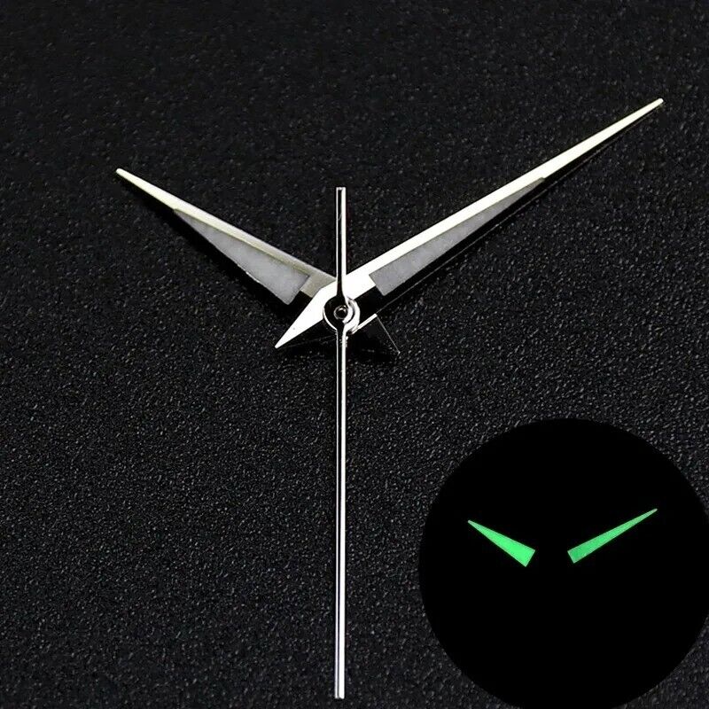 Silver Polished Watch Hands For NH35 NH36 NH38 NH70 Movements Green or Blue Lume