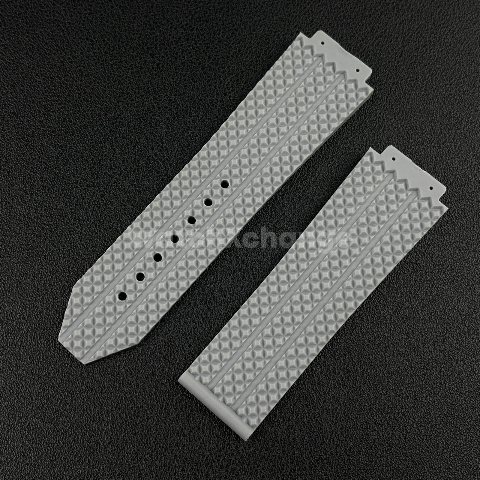Grey Rubber Silicone Watch Strap Waterproof 26*19mm Fit HUBLOT BIG BANG Yubo