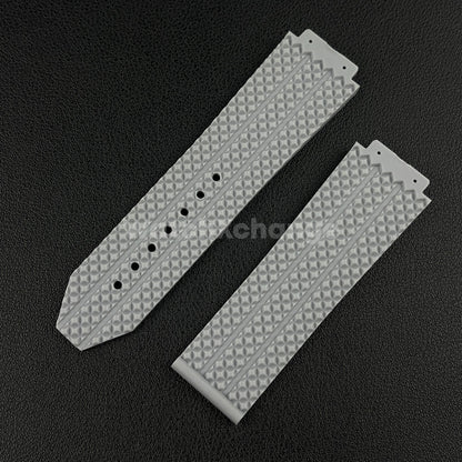 Grey Rubber Silicone Watch Strap Waterproof 26*19mm Fit HUBLOT BIG BANG Yubo