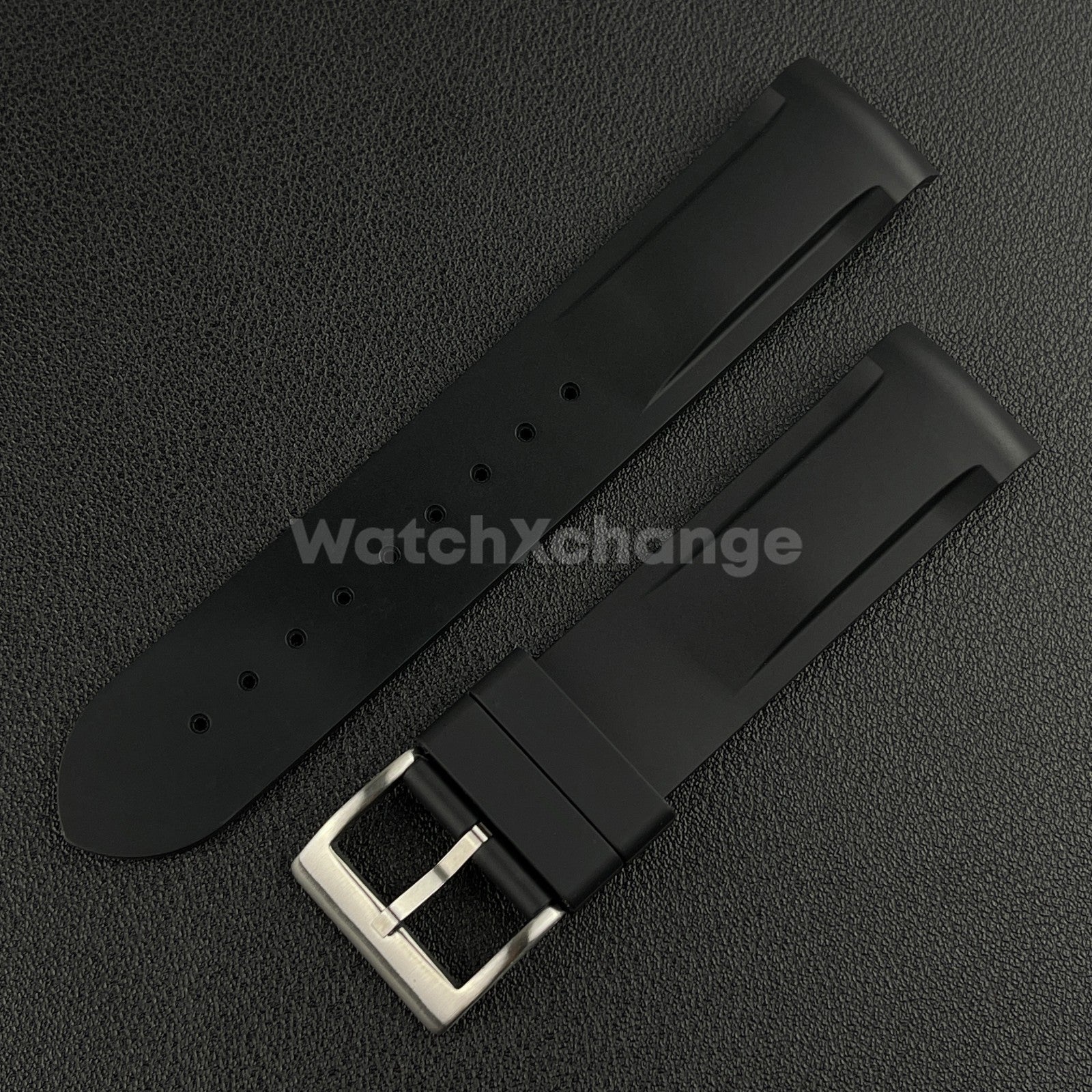 Black 20mm Silicone Rubber Curved End Watch Strap Band For Omega Rolex