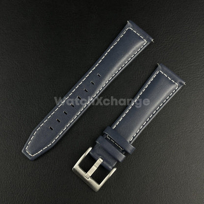 Blue Genuine Leather Watch Wrist Band Mens Strap 21/22mm Fit Longines Pioneer