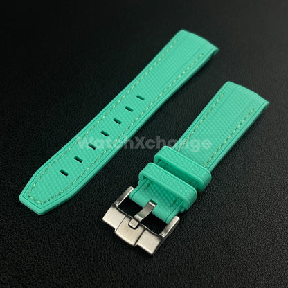 Cyan Green 20mm Silicone Rubber Curved End Watch Strap Band For Omega Rolex
